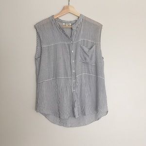 Rag Poets Sleeveless Striped Button down, size M
